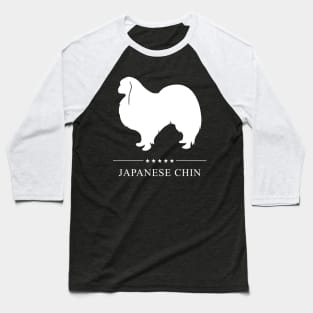 Japanese Chin Dog White Silhouette Baseball T-Shirt
